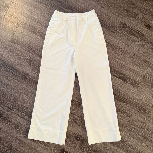 Banana Republic Ivory Cotton Blend Wide Leg Pants Long Inseam - Picture 1 of 8